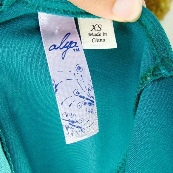 Alya Women's Button Front A- Line Green Short Sleeveless Dress Size XS - Picture 8 of 9